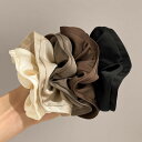 FashionSale全品5%OFFCoupon シュシュ 全8色 サテン 単色 普段使い 無地 黒 茶 秋冬ヘアゴム シンプル へアアクセサリー 髪留め パー...