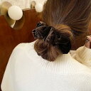 FashionSale全品5%OFFCoupon シュシュ ベロア 単色 全4色 普段使い 無地 黒 茶 秋冬ヘアアクセサリー 髪留め パーティー大人可愛い オ...