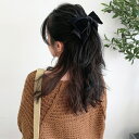 バレッタ 全2種 リボン ベロア サテン シンプル ヘアアクセサリー 大きい 大きめ 黒 謝恩会 髪留め 普段使い 髪飾り 上品 エレガント フォーマル パーテ...