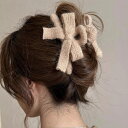 FashionSale全品5%OFFCoupon バンスクリップ 全3色 ニット リボン ヘアクリップ りぼん ヘアアクセサリー 大きい 大きめ 黒 髪留め 普...