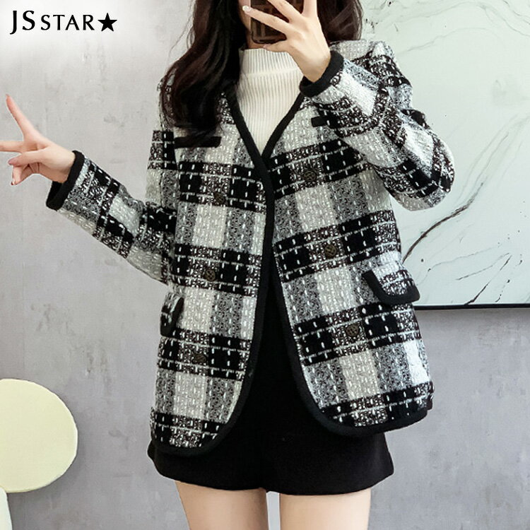 ツイードジャケット チェック柄 ダブルボタン ノーカラージャケット 長袖 オフィス ジャケット 春アウター 秋アウター 大人 きれいめ 上品 セレモニー ママスーツ 卒業式 入学式 ビジネス 通勤 成人式 二次会 春秋冬ypy8310247