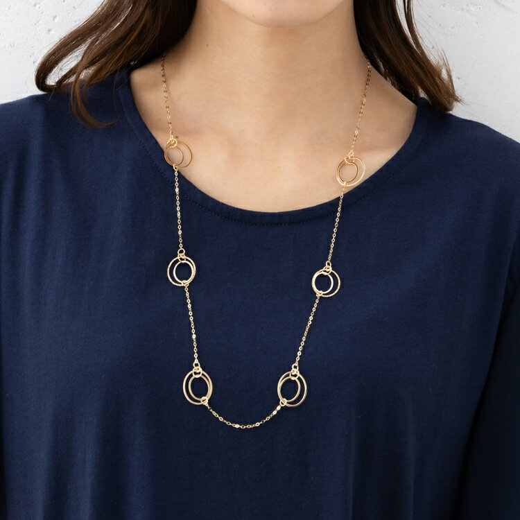 約70cm ラウンド ステーション ネックレス K18 YG 地金 チェーン 18金 イエローゴール ド あずきチェー..