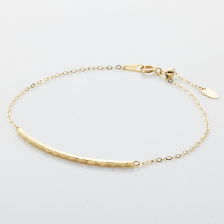 約18cm スマイル バー ブレスレット K18 YG 地金 チェーン 18金 イエローゴール ド スライドアジャスター付き 長さ調整可 ギフト