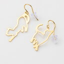 アシンメトリー 猫モチーフ フック ピアス キャットモチーフK18YG K18 イエローゴールド 18金 約0.8g 左右合計(シリコンキャッチ含む)