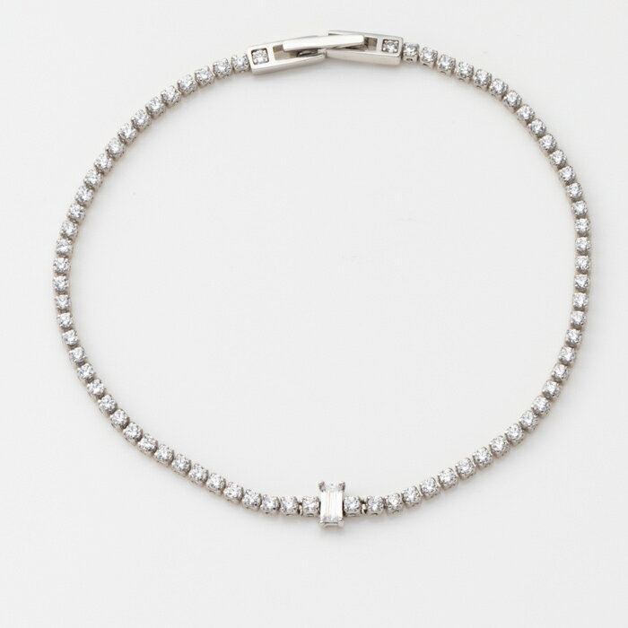 SV925 キュービックジルコニア バケットカット ラインストーン ブレスレット シルバー925 腕輪