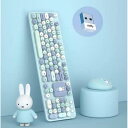 MIFFY 【日本語和訳付】ミッフィー ワイヤレスキーボードとマウス、マウスパッドの3点セット ブルー Bluetooth(2)