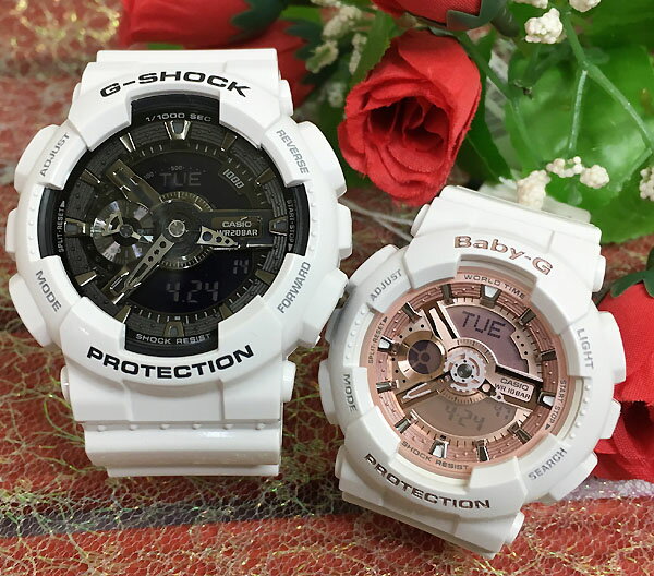 楽天時計のジュエリータイム　ムラタ恋人たちのGショック ペアウオッチ G-SHOCK BABY-G ペア腕時計 カシオ 2本セット アナデジGA-110GW-7AJF BA-110X-7A1JF プレゼント ラッピング無料　クリスマス プレゼント 誕生日 御祝い還暦 銀婚式 結婚記念日 婚約