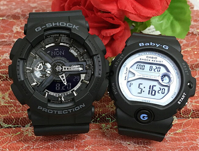 恋人たちのGショック ペアウオッチ Gショック G-SHOCK BABY-G ペア腕時計 カシオ 2本セットgショック ベビーg アナデジ GA-110-1BJF BG-6903-1JF 人気 ラッピング無料g-shock 手書きのメッセージカードお付けします あす楽対応 クリスマス