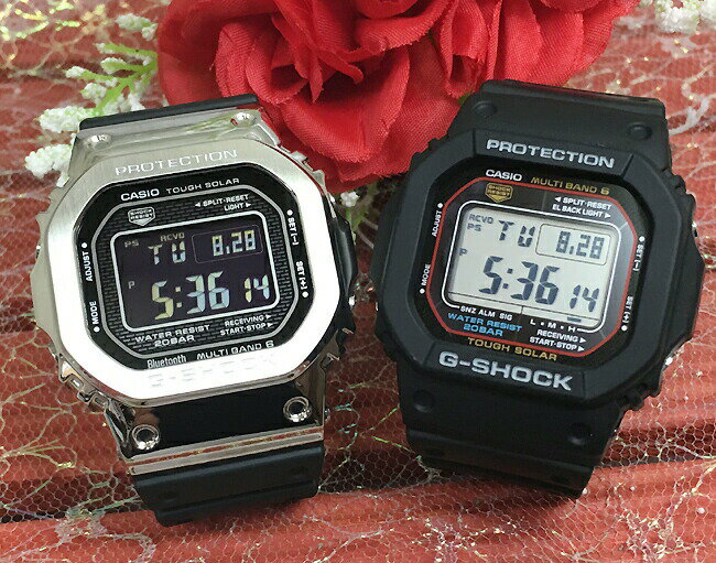 恋人達のGショックペアウオッチ G-SHOCK カシオ GMW-B5000-1JF GW-M5610-1JF フルメタルケースで仕上げたスピードモデルスマートフォンと連携して自動時刻修正電波ソーラー クリスマス プレゼント 誕生日 御祝い還暦 銀婚式 結婚記念日 婚約