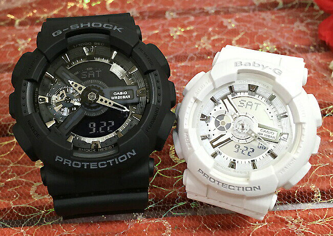 ペアウォッチ 恋人たちのGショック ペアウオッチ G-SHOCK BABY-G ペア腕時計 カシオ 2本セット GA-110-1BJF BA-110-7A3JF ラッピング無料 クリスマス　誕生日 御祝い還暦 銀婚式　結婚記念日　バレンタイン 婚約