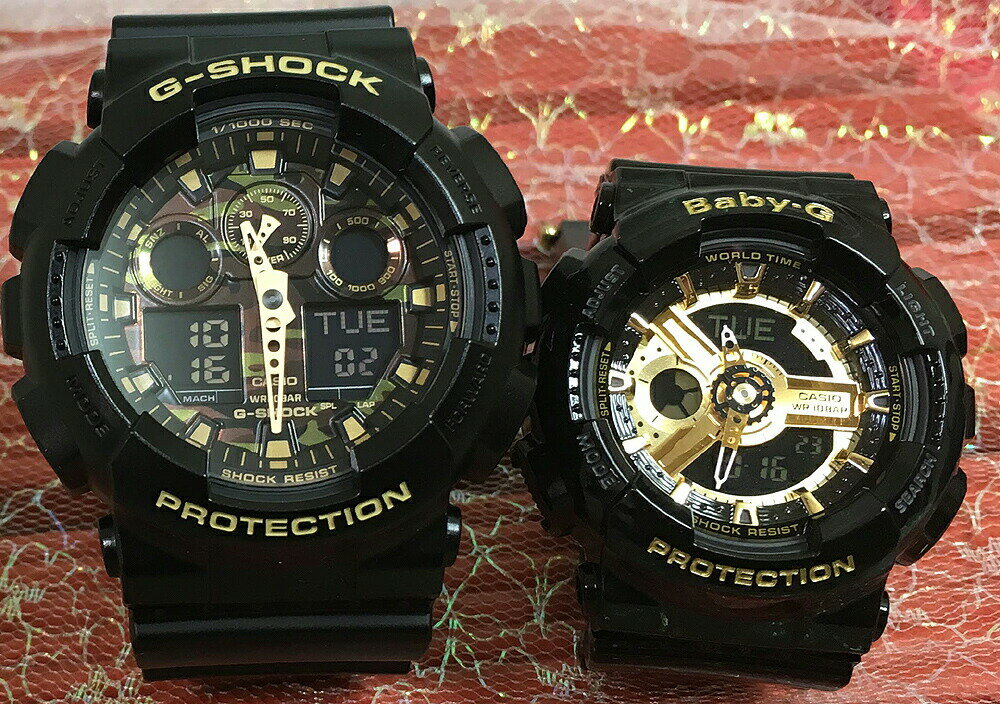 恋人たちのGショック ペアウオッチ G-SHOCK BABY-G ペア腕時計 カシオ 2本セット アナデジ GA-100CF-1A9JF BA-110-1AJF ラッピング無料 手書きのメッセージカードお付けします あす楽対応　クリスマス プレゼント 誕生日 御祝い還暦 銀婚式 結婚記念日 婚約