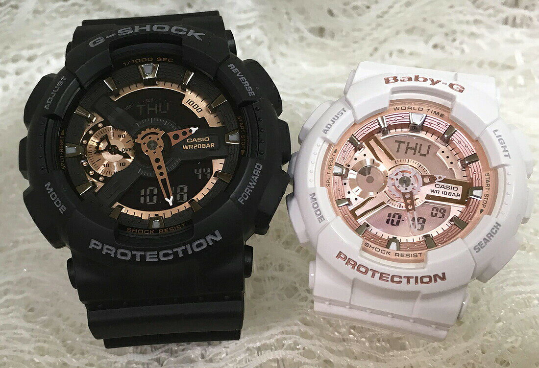 楽天時計のジュエリータイム　ムラタ恋人たちのGショック ペアウオッチ G-SHOCK BABY-G ペア腕時計 カシオ 2本セット GA-110RG-1AJF BA-110X-7A1JF ラッピング無料あす楽対応 クリスマス プレゼント 誕生日 御祝い還暦 銀婚式 結婚記念日 婚約