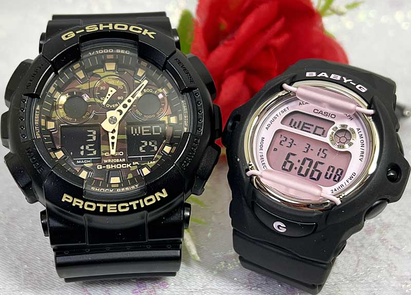 恋人たちのGショック ペアウオッチ G-SHOCK BABY-G ペア腕時計 カシオ 2本セット GA-100CF-1A9JF BG-169U-1CJF 電池式 アナデジ お揃い..