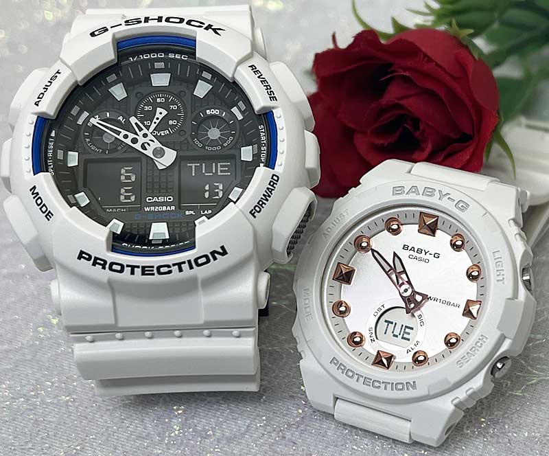 ペアウオッチ gショック恋人たちのGショックペアウォッチ G-SHOCK BABY-G ペア腕時計 カシオ 2本セット アナデジ GA-100B-7AJF BGA-320-7A2JFお揃い プレゼント 新品 人気 婚約 夫婦 高級 クリスマス プレゼント おすすめ