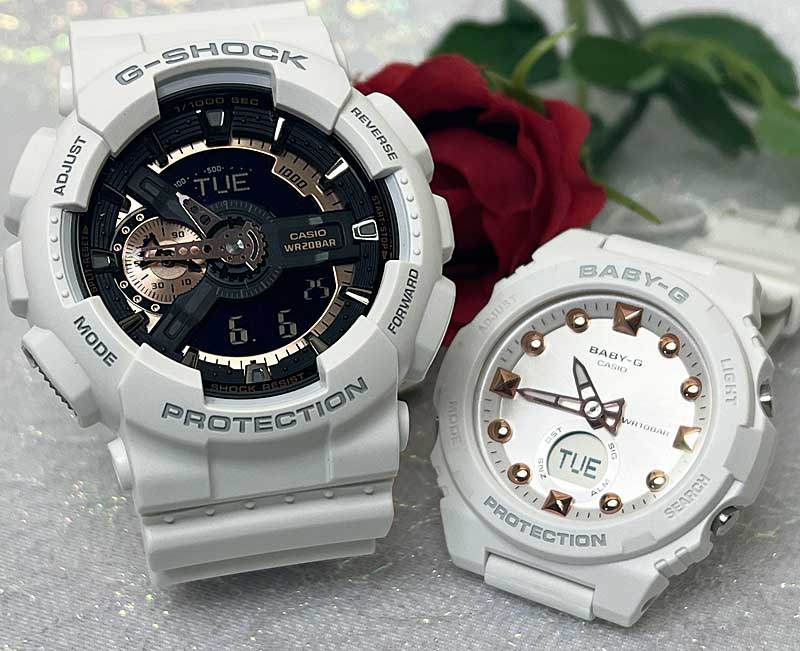 ペアウオッチ gショック恋人たちのGショック ペアウオッチ G-SHOCK BABY-G ペア腕時計 カシオ 2本セット GA-110RG-7AJF BGA-320-7A2JF 電池式 人気 婚約 夫婦 高級 クリスマス プレゼント おすすめ 誕生日 御祝い還暦 銀婚式 結婚記念日 婚約