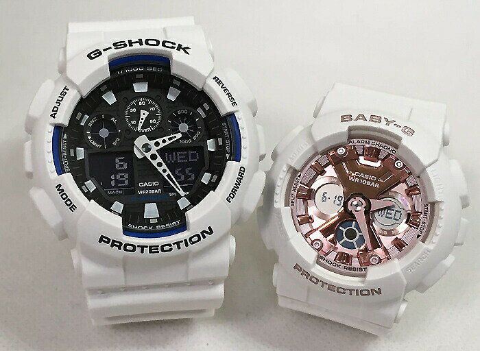 楽天時計のジュエリータイム　ムラタ恋人たちのGショック ペアウォッチ G-SHOCK BABY-G ペア腕時計 カシオ 2本セット アナデジ GA-100B-7AJF BA-130-7A1JF お揃い プレゼント ラッピング無料 メッセージカード手書きします あす楽対応