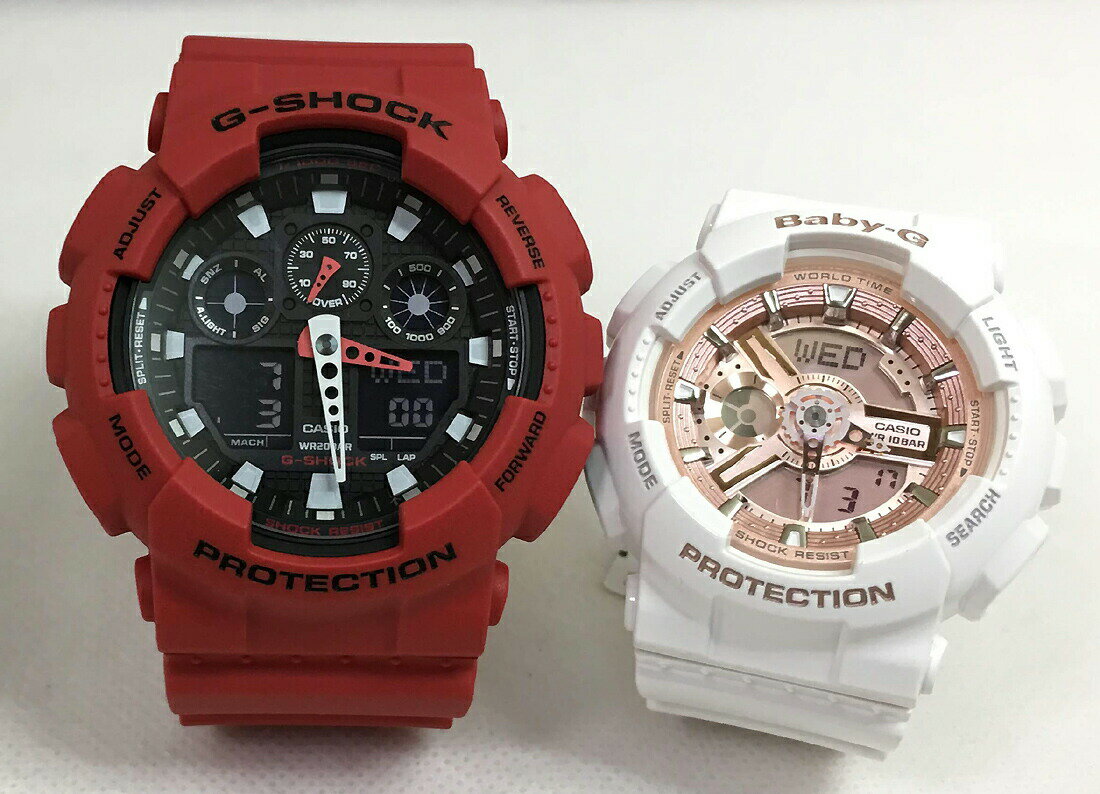 恋人たちのGショック ペアウオッチ G-SHOCK BABY-G ペア腕時計 カシオ 2本セット アナデジ GA-100B-4AJF BA-110X-7A1JF プレゼント ラッピング無料 メッセージカード ペアウオッチ あす楽対応 クリスマス プレゼント 誕生日 御祝い還暦 銀婚式 結婚記念日 婚約