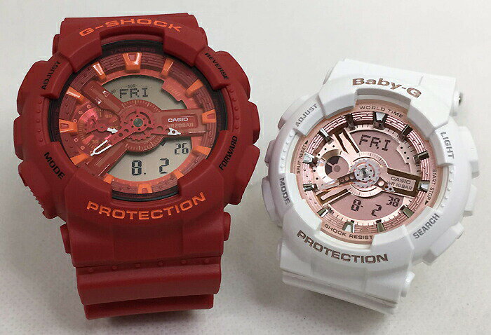 恋人たちのGショック ペアウオッチ G-SHOCK BABY-G ペア腕時計 カシオ 2本セット GA-110AC-4AJF BA-110X-7A1JF プレゼント ラッピング無料 メッセージカード プレゼント愛の証 クリスマス プレゼント 誕生日 御祝い還暦 銀婚式 結婚記念日 婚約