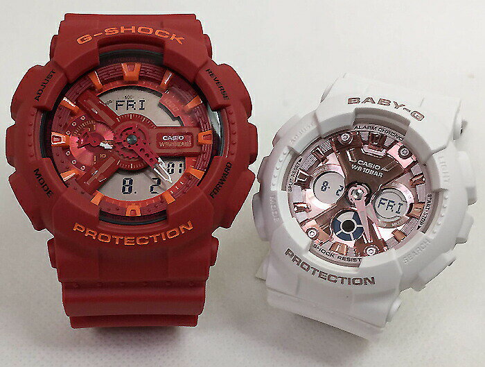 恋人たちのGショックペアウオッチ G-SHOCK ペア腕時計 カシオ GA-110AC-4AJF BA-130-7A1JFプレゼント ラッピング無料 メッセージカード手書きします あす楽対応 クリスマス　誕生日 御祝い還暦 銀婚式　結婚記念日　バレンタイン 婚約