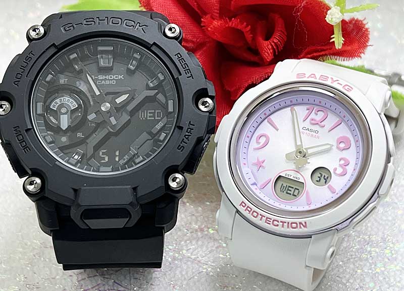 恋人たちのGショックペアウォッチ G-SHOCK BABY-G ペア腕時計 カシオ 2本セット アナデジ GA-2200BB-1AJF BGA-290US-6AJF 手書きします 夫婦 カップル クリスマス プレゼント 記念日誕生日 贈りものおすすめ 人気 婚約 夫婦 高級 クリスマス プレゼント おすすめ