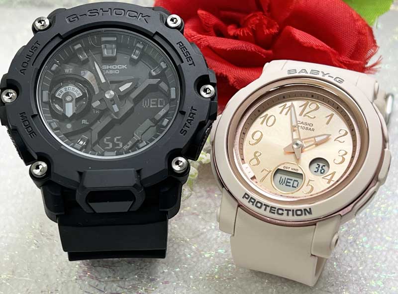 恋人たちのGショックペアウオッチ Gショック ペア G-SHOCK BABY-G ペア腕時計 カシオ 2本セット アナデジ GA-2200BB-1AJFBGA-290SA-4AJF 手書きします 人気 婚約 夫婦 高級 クリスマス プレゼント おすすめ 誕生日 御祝い還暦 銀婚式 結婚記念日婚約
