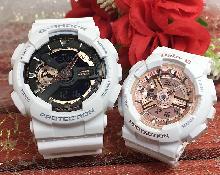 楽天時計のジュエリータイム　ムラタ恋人達のペアウオッチ gショック Gショック G-SHOCK BABY-G ペア腕時計 カシオ 2本セット ベビーg GA-110RG-7AJF BA-110X-7A1JF モデル ラッピング無料 結婚記念　クリスマス　誕生日 御祝い還暦 銀婚式　結婚記念日　バレンタイン 婚約