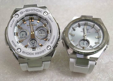 恋人達のGショック ペアウオッチ　大人のG-SHOCK　電波ソーラー BABY-G ペア腕時計 カシオ 2本セット gショック ベビーg アナデジ GST-W300-7AJF MSG-W200-7AJF人気 ラッピング無料　あす楽対応　クリスマスプレゼント白　ホワイト