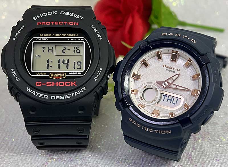 恋人たちのGショックペアウオッチ G-SHOCK BABY-G ペアウォッチ DW5700の復刻版 ペア腕時計 カシオ 2本セット gショック DW-5750E-1JF BGA-280BA-2AJF 人気 婚約 夫婦 高級 クリスマス プレゼント おすすめ誕生日 御祝い還暦 銀婚式 結婚記念日 バレンタイン 婚約