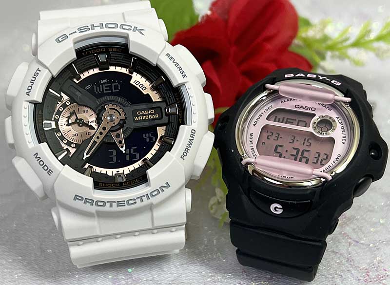 恋人たちのGショック ペアウオッチ G-SHOCK BABY-G ペア腕時計 カシオ 2本セット GA-110RG-7AJF BG-169U-1CJF 電池式 アナデジ ラッピング無料 人気 婚約 夫婦 高級 クリスマス プレゼント おすすめ 誕生日 御祝い還暦 銀婚式 結婚記念日 婚約