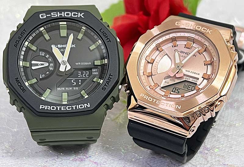 恋人たちのGショック ペアウオッチ G-SHOCK BABY-G ペア腕時計 カシオ 2本セット gショック GM-2100BB-1AJF GM-S2100PG-1A4JF 電池式 アナデジ 人気 人気 婚約 夫婦 高級 クリスマス プレゼント おすすめ 誕生日 御祝い還暦 銀婚式 結婚記念日 婚約