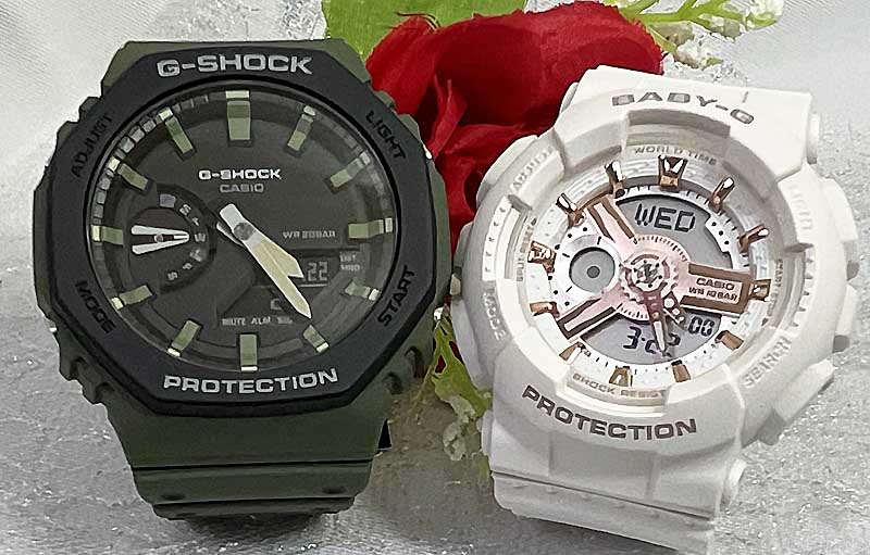 恋人たちのGショックペアウオッチ G-SHOCK ペア腕時計 カシオ GA-2110SU-3AJF　 BA-110XRG-7AJFプレゼント ラッピング無料 メッセージカード手書きします あす楽対応　クリスマス プレゼント 誕生日 御祝い還暦 銀婚式 結婚記念日 婚約