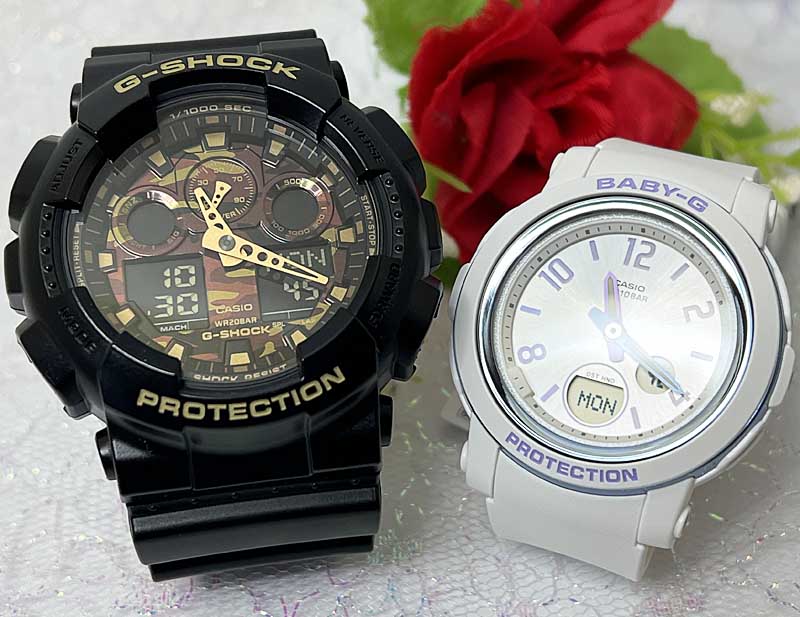 恋人たちのGショック ペアウオッチ G-SHOCK BABY-G ペア腕時計 カシオ 2本セット GA-100CF-1AJF BGA-290DR-7AJF電池式 アナデジ デジタル お揃い ラッピング無料 あす楽対応　クリスマス　誕生日 御祝い還暦 銀婚式　結婚記念日　バレンタイン 婚約