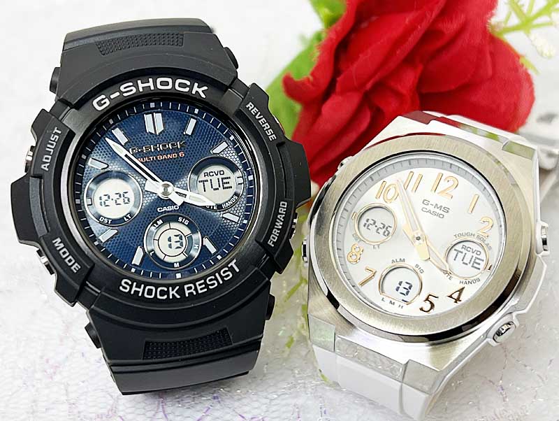 恋人たちのGショック ソーラー電波 ペアウォッチ G-SHOCK BABY-G ペア腕時計 カシオ 2本セット gショック ベビーg アナデジ AWG-M100SB-2AJF MSG-W600-7AJF