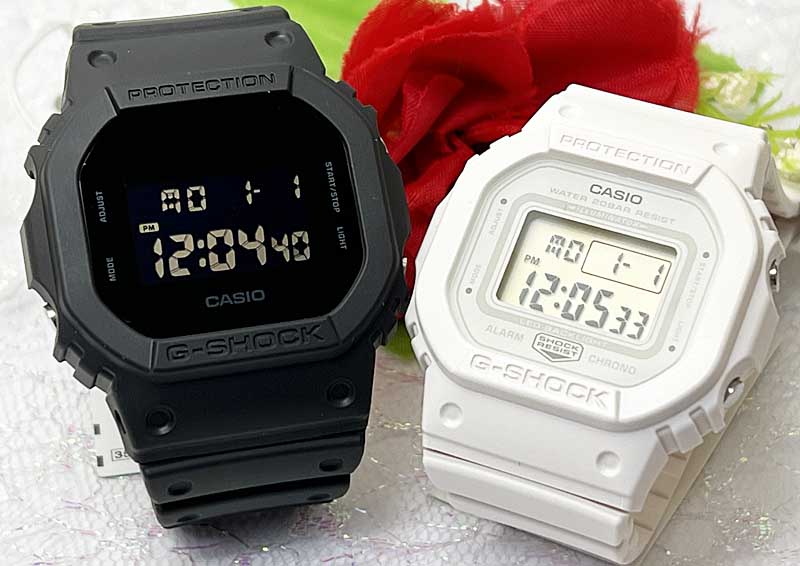 恋人たちのGショック ペアウオッチ G-SHOCK ペア腕時計 カシオ DW-5600BB-1JF GMD-S5600BA-7JFプレゼント ギフト ラッピング無料 メッセージカード 　あす楽対応　クリスマス　誕生日 御祝い還暦 銀婚式　結婚記念日　バレンタイン 婚約