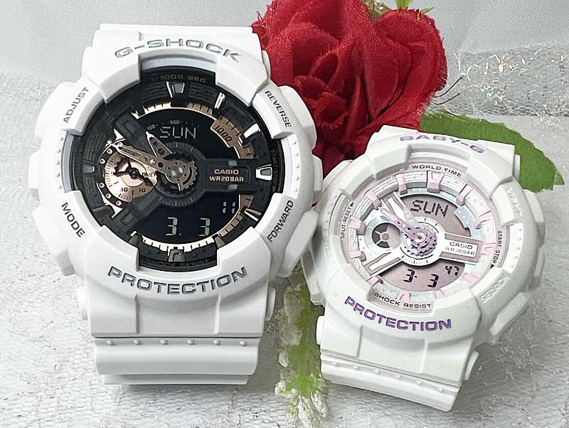 恋人たちのGショックペア G-SHOCK BABY-G ペアウォッチ ペア腕時計 カシオ 2本セット アナデジ GA-110RG-7AJF BA-110FH-7AJFお揃い プレゼント ラッピング無料 新品 メッセージカード手書きします