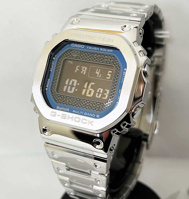 カシオ Baby-G 腕時計（メンズ） 腕時計コレクターに人気の定番Gショック フルメタル G-SHOCK BABY-G カシオ 流通限定モデル2024 ブルー文字盤　電波ソーラーGMW-B5000D-2JF ブルートゥース対応 ゴールドメッキ加工 55000番のメタルシリーズ ラッピング無料あす楽対応