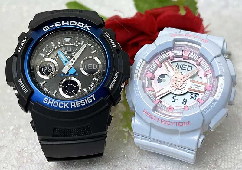 恋人たちのGショックペアウオッチ Gショック ペア G-SHOCK BABY-G ペア腕時計 カシオ 2本セット AW-591-2AJF BA-110FH-2AJFラッピング無料 g-shock メッセージカード手書きします あす楽対応　クリスマス　誕生日 御祝い還暦 銀婚式　結婚記念日　バレンタイン 婚約