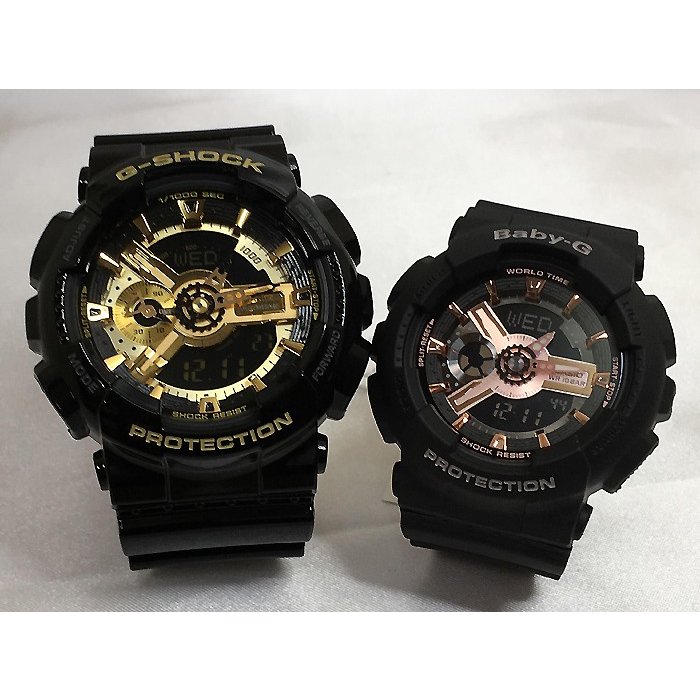 楽天時計のジュエリータイム　ムラタ恋人たちのGショック ペアウオッチ G-SHOCK BABY-G ペア腕時計 カシオ 2本セット GA-110GB-1AJF BA-110RG-1AJF プレゼント ラッピング無料 手書きのメッセージカードお付けします あす楽対応 夫婦　クリスマス プレゼント 誕生日 御祝い還暦 銀婚式 結婚記念日 婚約