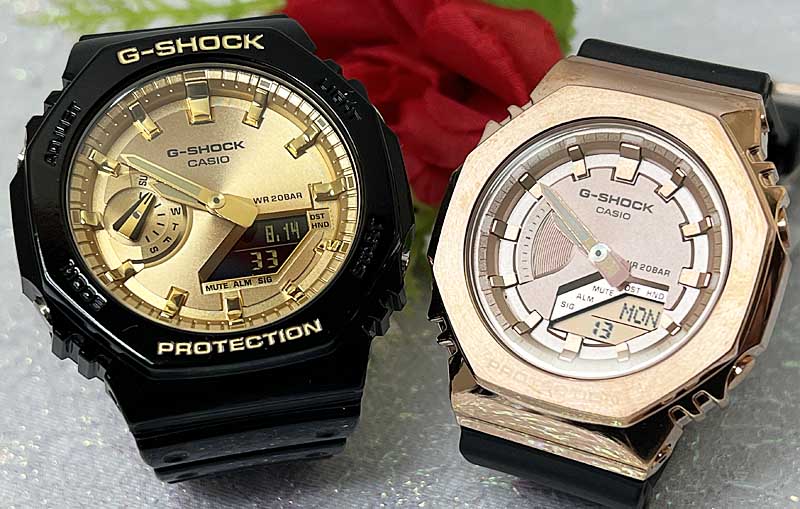 恋人たちのGショック ペアウオッチ G-SHOCK BABY-G g-shock ペア腕時計 カシオ 2本セット GA-2100GB-1AJF GM-S2100GB-1AJF 電池式 アナデジ お揃い ラッピング無料 あす楽対応 メタルシリーズ クリスマス プレゼント 誕生日 御祝い還暦 銀婚式 結婚記念日 婚約