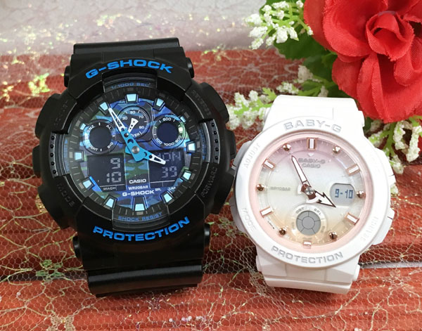 楽天時計のジュエリータイム　ムラタ恋人たちのGショックペア G-SHOCK BABY-G ペアウォッチカシオ 2本セット アナデジ GA-100CB-1AJF BGA-250-7A2JF プレゼント ギフト ラッピング無料 メッセージカード手書きします あす楽対応 クリスマス