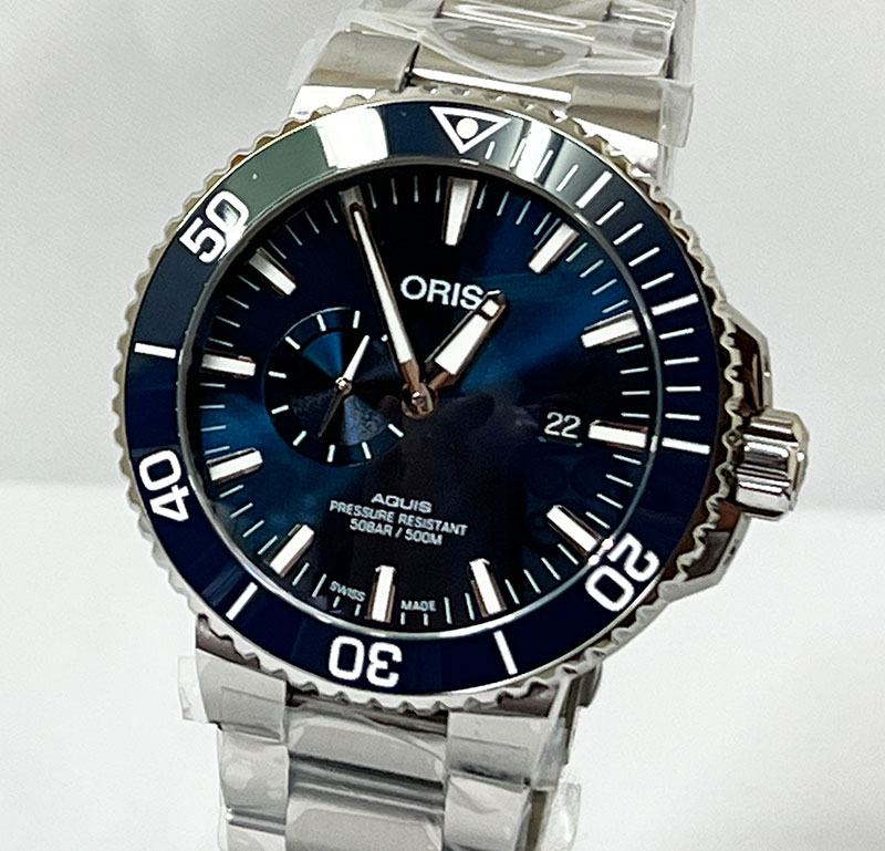 オリス 腕時計（メンズ） オリス ORIS アクイス スモールセコンド デイト メンズウォッチ ダイバーズ 743.7733.4155M 自動巻き ギフト ラッピング無料 国内正規3年保証 メンズ腕時計 越前打刃物プレゼント