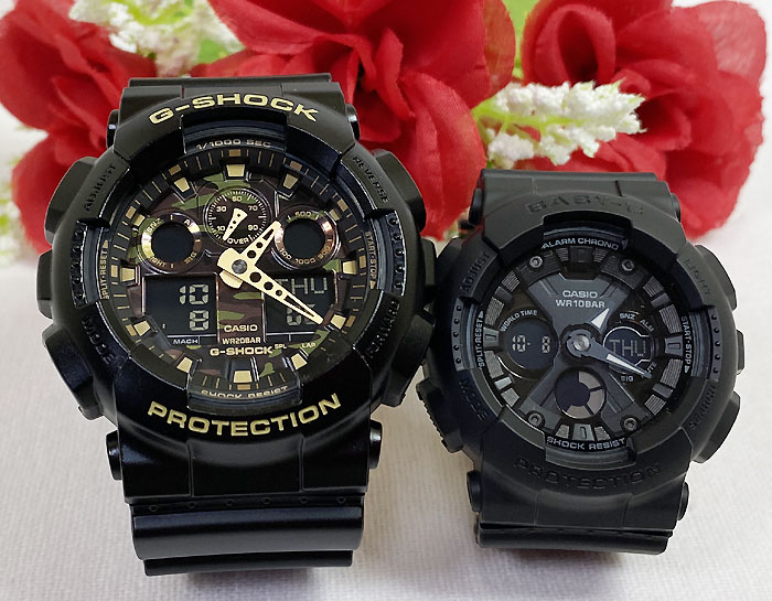 ペアウオッチ gショック恋人たちのGショックペアウオッチ Gショック ペア G-SHOCK BABY-G ペア腕時計 カシオ 2本セット アナデジ GA-100CF-1A9JF BA-130-1AJFブランド 婚約 夫婦 高級 クリスマス プレゼント誕生日 御祝い還暦 銀婚式 結婚記念日 婚約
