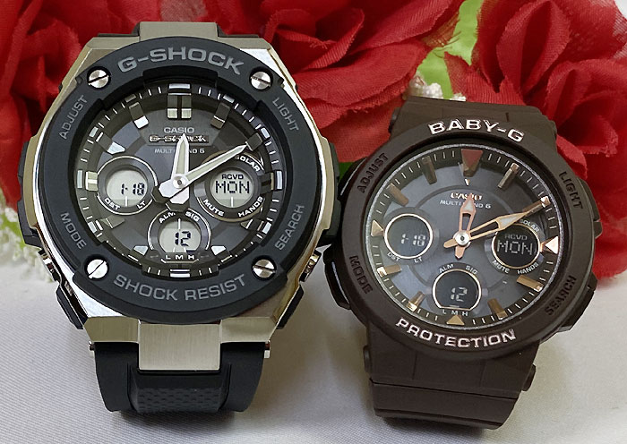 楽天時計のジュエリータイム　ムラタ恋人たちのGショック ペアウオッチ G-SHOCK BABY-G カシオ 2本セット 電波ソーラー GST-W300-1AJF BGA-2510-5AJF ラッピング無料 手書きのメッセージカード あす楽対応　クリスマス プレゼント 誕生日 御祝い還暦 銀婚式 結婚記念日 婚約