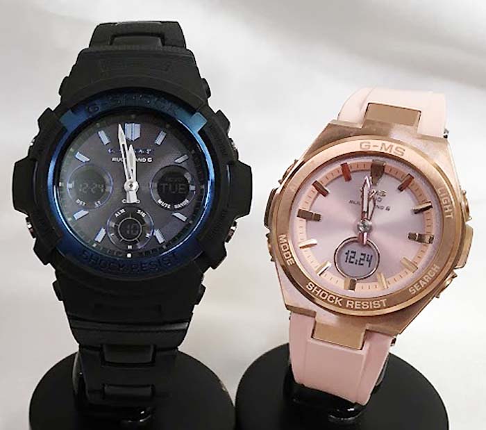 恋人たちのGショックペアウォッチ 高級ペアウオッチ G-SHOCK BABY-G ペア腕時計 カシオ 2本セット gショック 電波ソーラー AWG-M100BC-2AJF MSG-W200G-4AJF 人気 大人のペアウオッチ ラッピング無料 クリスマスプレゼント