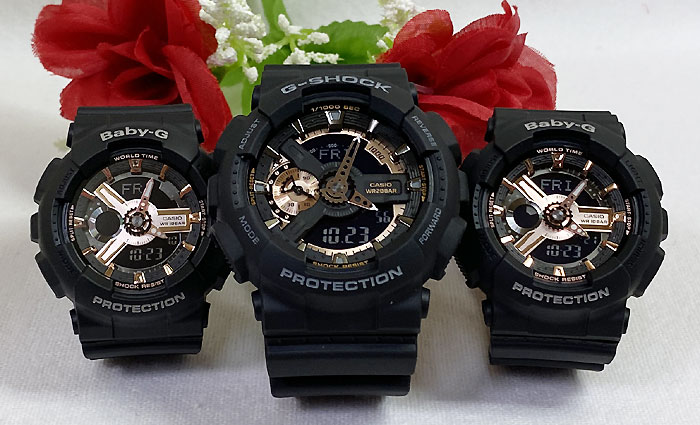 恋人たちのGショック トリプルウオッチ G-SHOCK BABY-G トリプル腕時計 カシオ 3本セット アナデジ GA-110RG-1AJF BA-110RG-1AJF ラッピング無料 手書きのメッセージカードお付けします あす楽対応 クリスマス