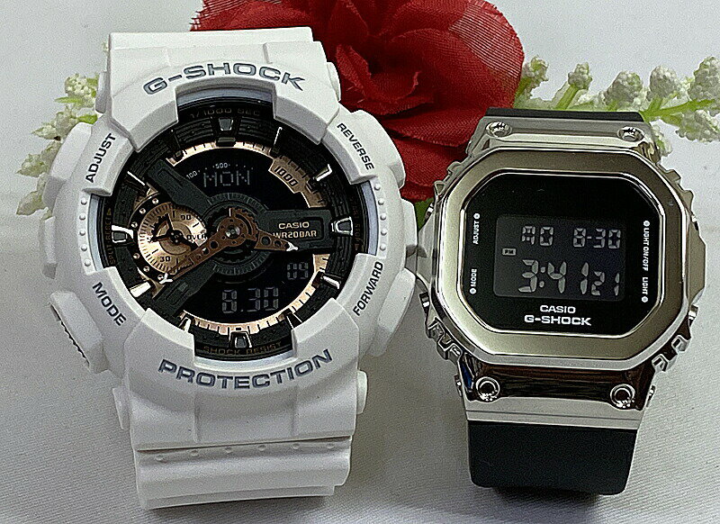 恋人たちのGショック G-SHOCK ペアウォッチ ペア腕時計 カシオ 2本セット アナデジ GA-110RG-7AJF GM-S5600-1JF プレゼント 手書きのお付けします ブランド 婚約 夫婦 高級 クリスマス プレゼント