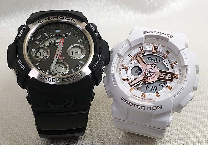 恋人たちのGショック ペアウオッチ G-SHOCK BABY-G ペア腕時計 カシオ 2本セット gショック ベビーg AW-590-1AJF BA-110XRG-7AJF ラッピング無料 クリスマス プレゼント 誕生日 御祝い 還暦 銀婚式 結婚記念日 婚約