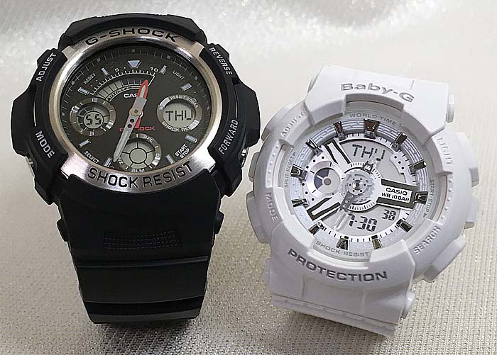 恋人たちのGショック ペアウオッチ G-SHOCK BABY-G ペア腕時計 カシオ 2本セット gショック ベビーg AW-590-1AJF BA-110-7A3JF ラッピング無料 クリスマス プレゼント 誕生日 御祝い還暦 銀婚式 結婚記念日 婚約