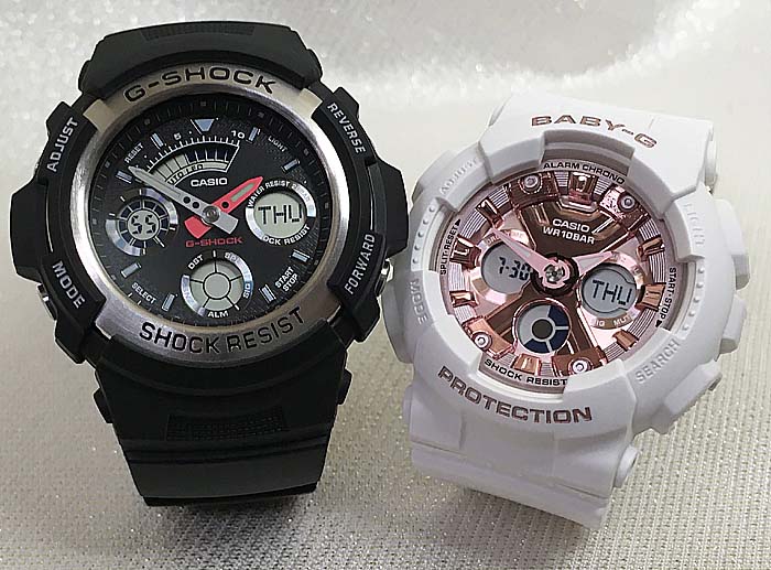 楽天時計のジュエリータイム　ムラタ恋人たちのGショック ペアウオッチ 恋人たちの G-SHOCK BABY-G ペア腕時計 カシオ 2本セット gショック ベビーg アナデジ AW-590-1AJF BA-130-7A1JF ギフト ラッピング無料 g-shock あす楽対応　クリスマス　誕生日 御祝い還暦 銀婚式　結婚記念日　バレンタイン 婚約