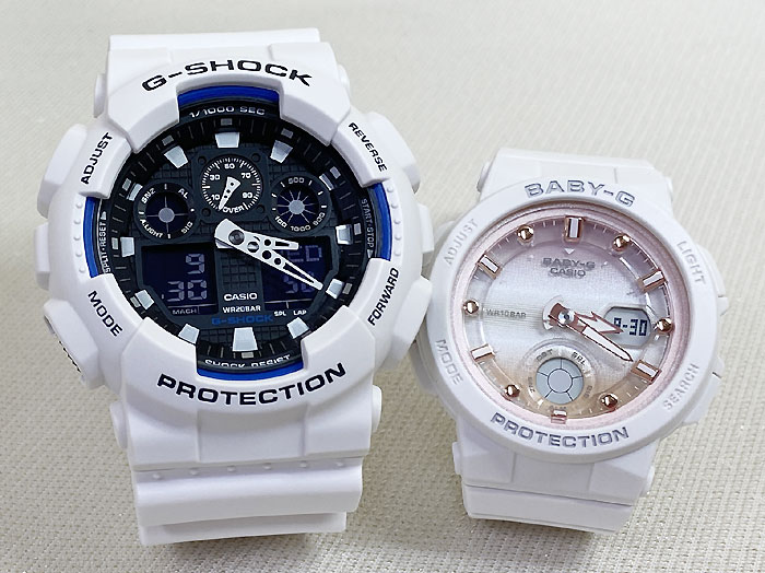 恋人たちのGショックペア G-SHOCK BABY-G ペアウォッチ ペア腕時計 カシオ 2本セット アナデジ GA-100B-7AJF BGA-250-7A2JF プレゼント 新品 人気 婚約 夫婦 高級 クリスマス プレゼント おすすめ